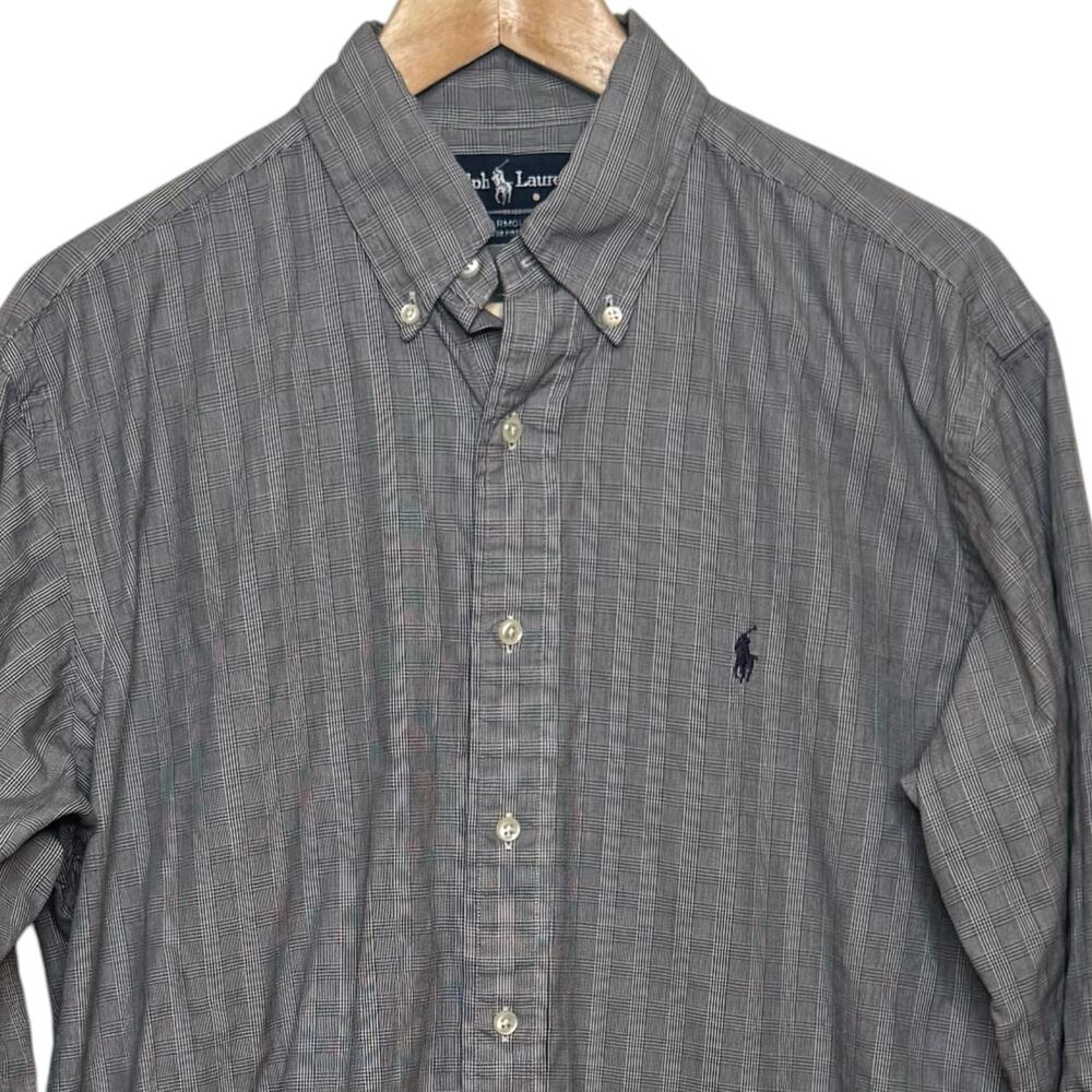 Ralph Lauren Plaid 100% Cotton Pinpoint Oxford Long Sleeve Button Down Shirt